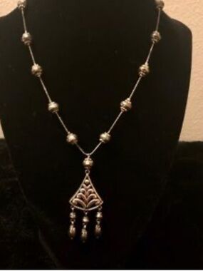 Vintage August Max Gold Toned Filigree Pendant Necklace Boho Scrollwork